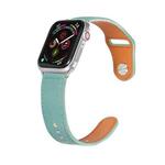 Nail Silver Buckle Leather Watch Band For Apple Watch Series 9&8&7 41mm / SE 3&SE 2&6&SE&5&4 40mm / 3&2&1 38mm(Green)