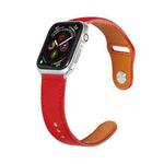 Nail Silver Buckle Leather Watch Band For Apple Watch Series 9&8&7 41mm / SE 3&SE 2&6&SE&5&4 40mm / 3&2&1 38mm(Red)