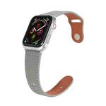 Nail Silver Buckle Leather Watch Band For Apple Watch Ultra 49mm&Watch Ultra 2 49mm / Series 9&8&7 45mm / SE 3&SE 2&6&SE&5&4 44mm / 3&2&1 42mm(Grey)