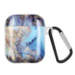 Painted Plastic Wireless Earphone Protective Case For AirPods 1 / 2(Sea Blue Mable)