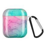 Painted Plastic Wireless Earphone Protective Case For AirPods 1 / 2(Pink Green Mable)