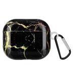 Painted Plastic Wireless Earphone Protective Case For AirPods 3(Black Gold Marble)
