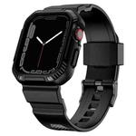 Integrated Carbon Fiber Pattern Silicone Watch Band For Apple Watch Series 9&8&7 41mm / SE 3&SE 2&6&SE&5&4 40mm / 3&2&1 38mm(Black)