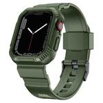 Integrated Carbon Fiber Pattern Silicone Watch Band For Apple Watch Series 8&7 41mm / SE 2&6&SE&5&4 40mm / 3&2&1 38mm(Green)