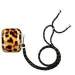 Painted Plastic Long Lanyard Wireless Earphone Protective Case For AirPods 1 / 2(Leopard)