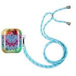 Painted Plastic Long Lanyard Wireless Earphone Protective Case For AirPods 1 / 2(Half Flower)