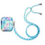 Painted Plastic Long Lanyard Wireless Earphone Protective Case For AirPods 1 / 2(Starry Sky Marble)