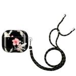 Painted Plastic Long Lanyard Wireless Earphone Protective Case For AirPods 3(Rhododendron)