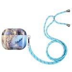 Painted Plastic Long Lanyard Wireless Earphone Protective Case For AirPods 3(Sea Blue Mable)