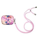 Painted Plastic Long Lanyard Wireless Earphone Protective Case For AirPods Pro(Purple Butterfly)