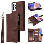 For Samsung Galaxy A23 Multifunctional Frosted Zipper Wallet Leather Phone Case(Coffee)