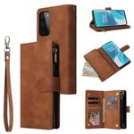 For OnePlus 9 Pro Multifunctional Frosted Zipper Wallet Leather Phone Case(Brown)