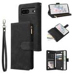 For Google Pixel 7 5G Multifunctional Frosted Zipper Wallet Leather Phone Case(Black)