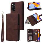 For Xiaomi Redmi Note 11 Pro International Multifunctional Frosted Zipper Wallet Leather Phone Case(Coffee)