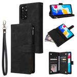 For Xiaomi Redmi Note 11S Multifunctional Frosted Zipper Wallet Leather Phone Case(Black)