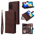 For Xiaomi Redmi Note 11S Multifunctional Frosted Zipper Wallet Leather Phone Case(Coffee)