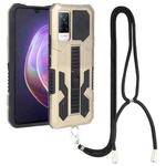 For vivo V21 Vanguard Lanyard Kickstand TPU + PC Phone Case(Gold)