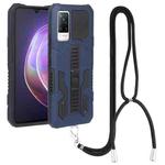 For vivo V21e Vanguard Lanyard Kickstand TPU + PC Phone Case(Blue)