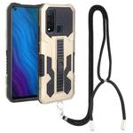 For vivo Y50 Vanguard Lanyard Kickstand TPU + PC Phone Case(Gold)