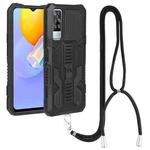 For vivo Y51 2020 December Vanguard Lanyard Kickstand TPU + PC Phone Case(Black)