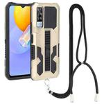 For vivo Y51 2020 December Vanguard Lanyard Kickstand TPU + PC Phone Case(Gold)