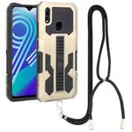 For vivo Y91 Vanguard Lanyard Kickstand TPU + PC Phone Case(Gold)