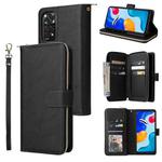 For Xiaomi Redmi Note 11S 9 Card Slots Zipper Wallet Bag Leather Phone Case(Black)