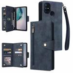 For OnePlus Nord N10 5G Rivet Buckle 9 Cards Three Fold Leather Phone Case(Blue)