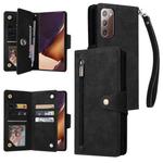For Samsung Galaxy Note20 Rivet Buckle 9 Cards Three Fold Leather Phone Case(Black)