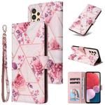 For Samsung Galaxy A13 4G Marble Bronzing Stitching Leather Phone Case(Rose Gold)