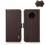 For Nokia C200 KHAZNEH Side-Magnetic Litchi Genuine Leather RFID Phone Case(Brown)
