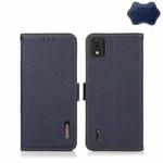 For Nokia C2 2nd Edition KHAZNEH Side-Magnetic Litchi Genuine Leather RFID Phone Case(Blue)