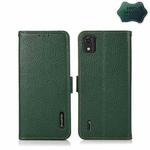 For Nokia C2 2nd Edition KHAZNEH Side-Magnetic Litchi Genuine Leather RFID Phone Case(Green)