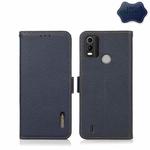 For Nokia C21 Plus KHAZNEH Side-Magnetic Litchi Genuine Leather RFID Phone Case(Blue)