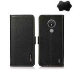 For Nokia C21 KHAZNEH Side-Magnetic Litchi Genuine Leather RFID Phone Case(Black)