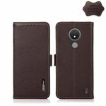 For Nokia C21 KHAZNEH Side-Magnetic Litchi Genuine Leather RFID Phone Case(Brown)