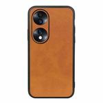 For Honor 70 Fine Hole Version  Two-color Cowhide Texture PU Shockproof Phone Case(Brown)