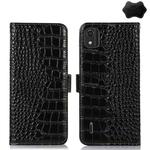 For Nokia C2 2nd Edition Crocodile Top Layer Cowhide Leather Phone Case(Black)