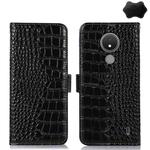 For Nokia C21 Crocodile Top Layer Cowhide Leather Phone Case(Black)