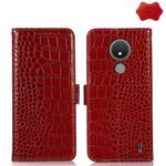For Nokia C21 Crocodile Top Layer Cowhide Leather Phone Case(Red)