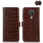 For Nokia C21 Crocodile Top Layer Cowhide Leather Phone Case(Brown)