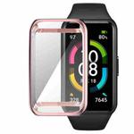 For Huawei Band 7 Full Coverage Electroplating TPU Watch Case(Pink)