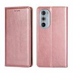 For Motorola Moto Edge+ 2022 / Edge 30 Pro Pure Color Magnetic Leather Phone Case(Rose Gold)