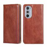 For Motorola Moto Edge+ 2022 / Edge 30 Pro Pure Color Magnetic Leather Phone Case(Brown)