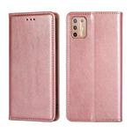 For Motorola Moto G9 Plus Pure Color Magnetic Leather Phone Case(Rose Gold)