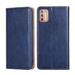For Motorola Moto G9 Plus Pure Color Magnetic Leather Phone Case(Blue)