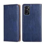 For OPPO A36 4G / A76 4G Global Pure Color Magnetic Leather Phone Case(Blue)
