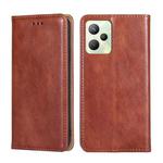 For OPPO Realme C35 Pure Color Magnetic Leather Phone Case(Brown)