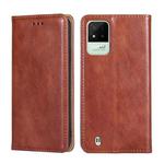 For OPPO Realme Narzo 50i Pure Color Magnetic Leather Phone Case(Brown)
