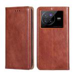 For vivo X80 China Pure Color Magnetic Leather Phone Case(Brown)